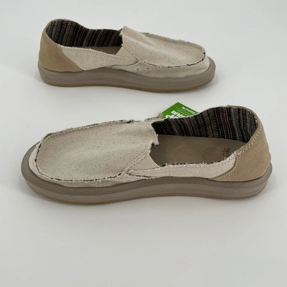 Sanuk Donna ST Natural Womens 8 Hemp Canvas Blanket Slip On‎ Loafer Shoes New